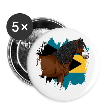 The head of the Abaco horse and the flag of the Bahamas - Buttons large 2.2''/56 mm (5-pack) - white - Front