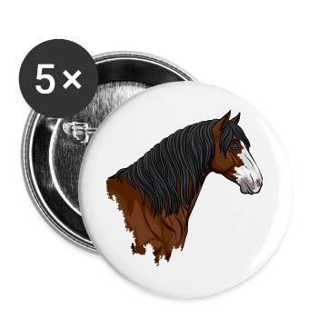 Der Kopf des Abaco-Pferdes, das auf den Bahamas heimisch ist - Buttons groß 56 mm (5er Pack) - Weiß - Vorne