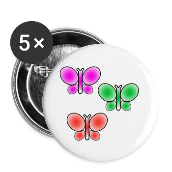 Schmetterlinge - Buttons groß 56 mm (5er Pack) - Weiß - Vorne