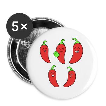 Funny chili face - Buttons large 2.2''/56 mm (5-pack) - white - Front