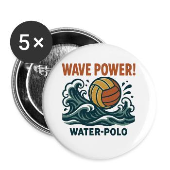 Wave Power Water Polo - Buttons large 2.2''/56 mm (5-pack) - white - Front
