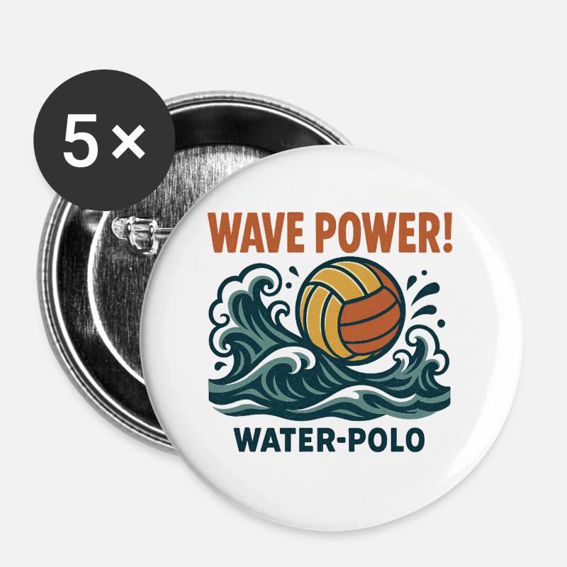 Wave Power Water Polo - Buttons large 2.2''/56 mm (5-pack) - white