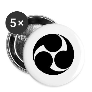 Vintage-Orientalischer Schwarzer Kobayakawa Japan Mon Kamon - Buttons groß 56 mm (5er Pack) - Weiß - Vorne