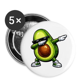 Dabbing Avocado - Buttons large 2.2''/56 mm (5-pack) - white - Front