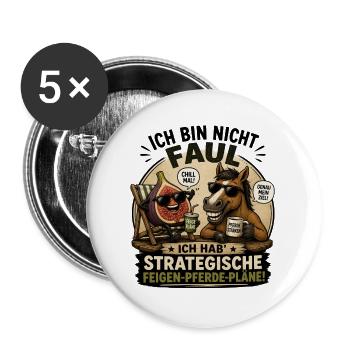 Strategische Feigen-Pferdepläne - Buttons groß 56 mm (5er Pack) - Weiß - Vorne