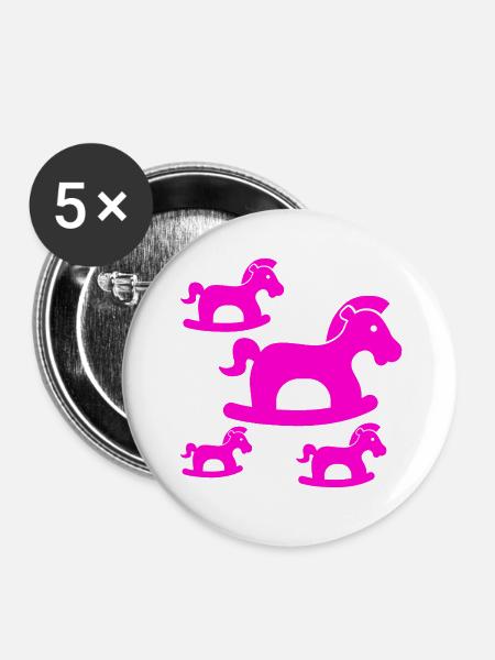 Pferde - Buttons groß 56 mm (5er Pack) - Weiß