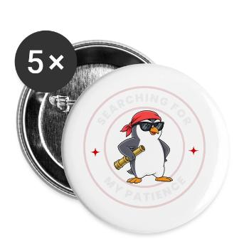 Chercher ma patience drôle - Lot de 5 grands badges (56 mm) - blanc - Devant