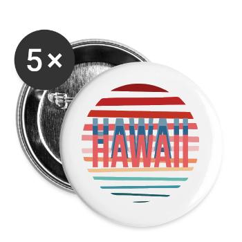 Hawai retro sun - Buttons groß 56 mm (5er Pack) - Weiß - Vorne
