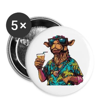 Kamel Comic Sommer - Buttons groß 56 mm (5er Pack) - Weiß - Vorne