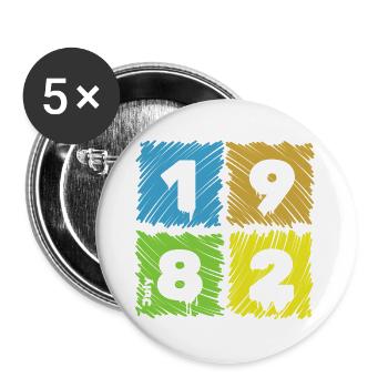 44. Écussons Farbige du Geburtstag depuis 07/1982 - Lot de 5 grands badges (56 mm) - blanc - Devant