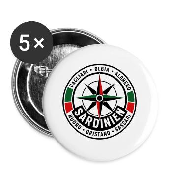 Sardinia compass rose minimalist travel tee - Buttons groß 56 mm (5er Pack) - Weiß - Vorne