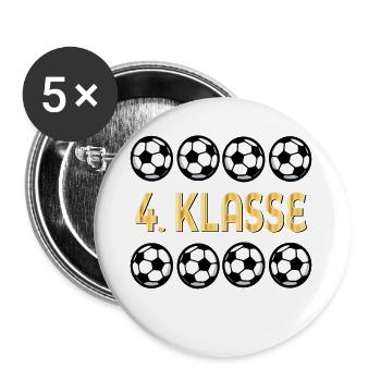 Schulkind 4. Klasse Fußball - Buttons groß 56 mm (5er Pack) - Weiß - Vorne