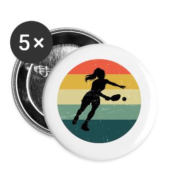 Pickleball Fan Design für Pickleballspielerin Fans - Buttons groß 56 mm (5er Pack) - Weiß - Vorne