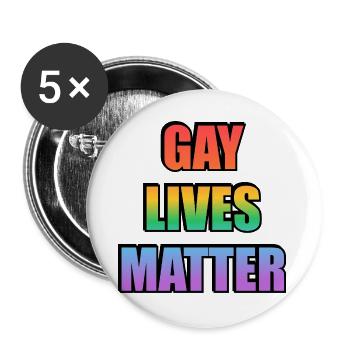Gay Lives Matter Regenbogen-Tee - Buttons groß 56 mm (5er Pack) - Weiß - Vorne