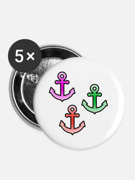 Segeln - Buttons groß 56 mm (5er Pack) - Weiß