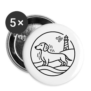 Dachshund at the lake - Buttons large 2.2''/56 mm (5-pack) - white - Front