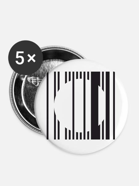 Barred Circle Minimalismus - Buttons groß 56 mm (5er Pack) - Weiß
