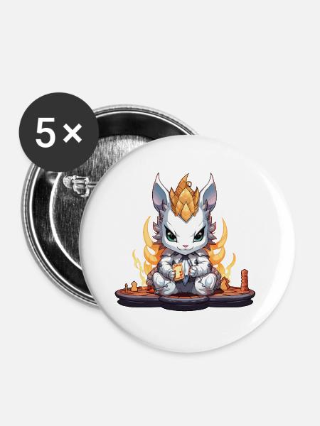 Kartenhäschen im Feuerkranz - Buttons groß 56 mm (5er Pack) - Weiß