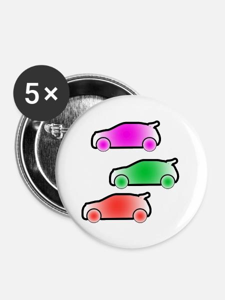 Autos - Buttons groß 56 mm (5er Pack) - Weiß