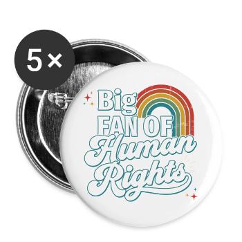 Pride Month LGBTQ – großer Fan der Menschenrechte - Buttons groß 56 mm (5er Pack) - Weiß - Vorne