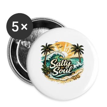 Salty Soul Beach Shirt - Buttons groß 56 mm (5er Pack) - Weiß - Vorne