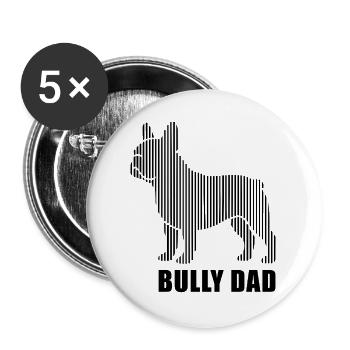 Bully Dad – French Bulldog Silhouette - Buttons large 2.2''/56 mm (5-pack) - white - Front
