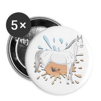 Ein Abbayan-Pferd und eine Wüste an einem Ort - Buttons groß 56 mm (5er Pack) - Weiß - Vorne