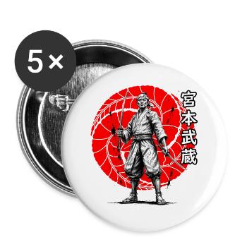 Miyamoto Musashi, escrimeur légendaire - Lot de 5 grands badges (56 mm) - blanc - Devant