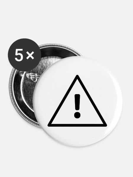 Vorsicht - Buttons groß 56 mm (5er Pack) - Weiß
