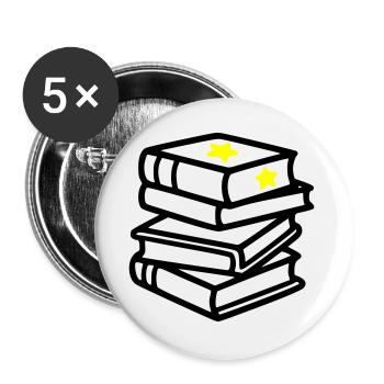 Bücherstapel Stern Fantasy Lesen Buchclub - Buttons groß 56 mm (5er Pack) - Weiß - Vorne