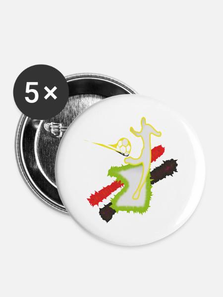 Kickschuss Fußballer Stürmer - Buttons groß 56 mm (5er Pack) - Weiß
