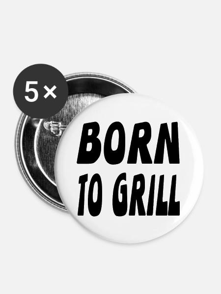 Grillen - Buttons groß 56 mm (5er Pack) - Weiß