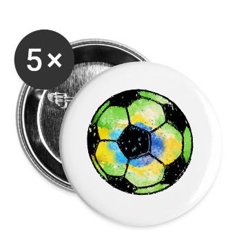 Fußball Brasilien - grün gelb blau - Aquarell - Buttons groß 56 mm (5er Pack) - Weiß - Vorne