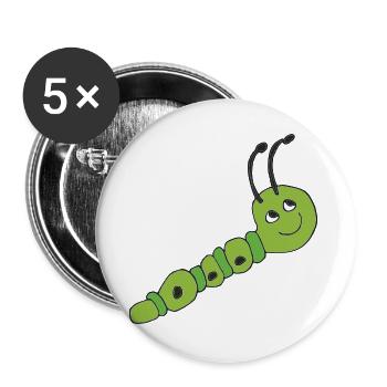 raupe - Buttons groß 56 mm (5er Pack) - Weiß - Vorne