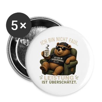 Energiemodus Bär: Leistung Überschätzt - Buttons groß 56 mm (5er Pack) - Weiß - Vorne