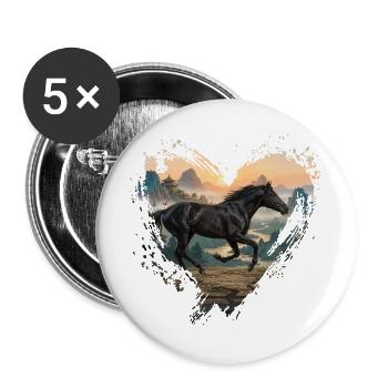Das Abaga-Pferd, Porzellan und ein Herz - Buttons groß 56 mm (5er Pack) - Weiß - Vorne