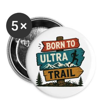 Né pour l’Ultra Trail - Lot de 5 grands badges (56 mm) - blanc - Devant