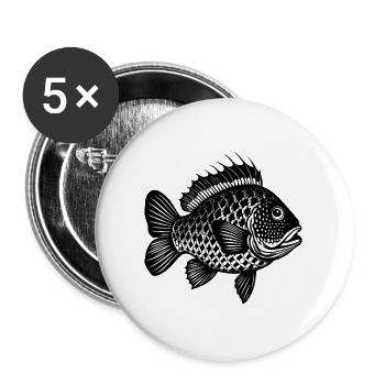 Poisson crapie - Lot de 5 grands badges (56 mm) - blanc - Devant