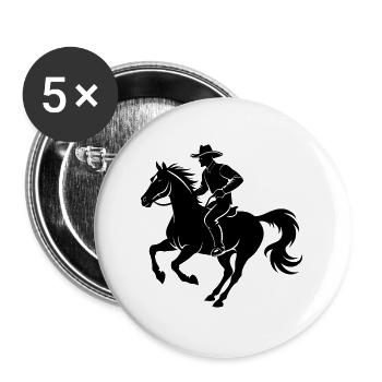 Cowboy über das Laufen - Buttons groß 56 mm (5er Pack) - Weiß - Vorne