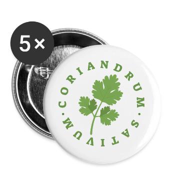 Emblème de feuilles circulaires en coriandre - Lot de 5 grands badges (56 mm) - blanc - Devant