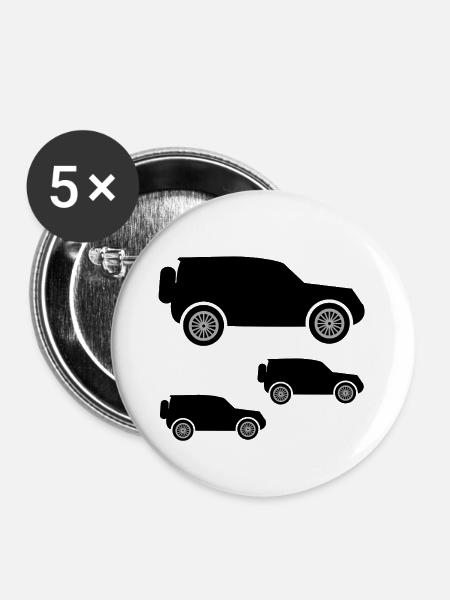Autos - Buttons groß 56 mm (5er Pack) - Weiß