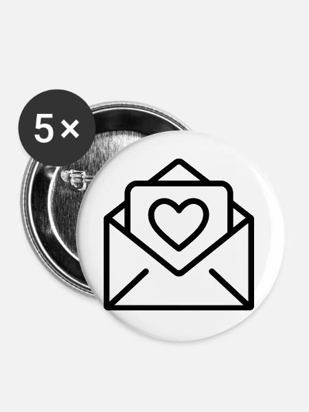 Liebesbrief - Buttons groß 56 mm (5er Pack) - Weiß