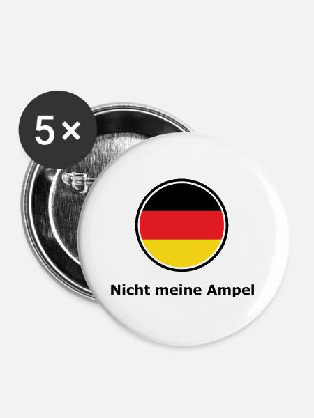 Halbkreisflagge RotGelb Deutschland - Buttons groß 56 mm (5er Pack) - Weiß