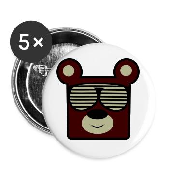 Bear with retro sunglasses - Buttons large 2.2''/56 mm (5-pack) - white - Front