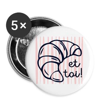 Croissant et toi - Lot de 5 grands badges (56 mm) - blanc - Devant