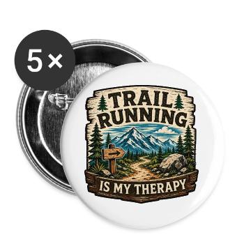 La course en sentier est mon badge de thérapie - Lot de 5 grands badges (56 mm) - blanc - Devant