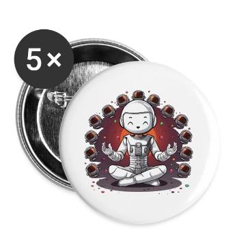 Kosmische Meditation des Astronauten - Buttons groß 56 mm (5er Pack) - Weiß - Vorne