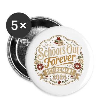 Lehrer-Retreat 2026 | Schul-Finie-Humor - Buttons groß 56 mm (5er Pack) - Weiß - Vorne