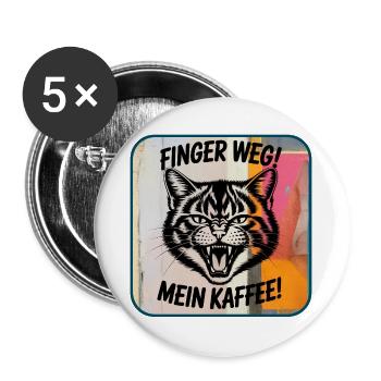Finger Weg Mein Kaffee Katze - Buttons groß 56 mm (5er Pack) - Weiß - Vorne
