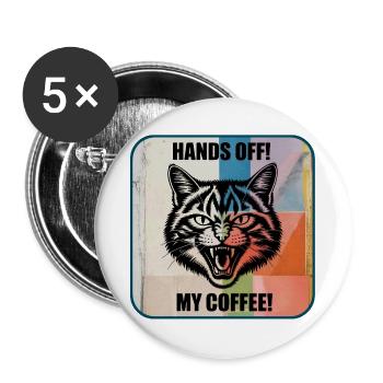 Hands Off Coffee – Angry Cat - Buttons large 2.2''/56 mm (5-pack) - white - Front
